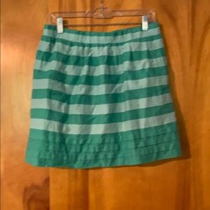 Loft green strip linen skirt w/pockets size m EUC!
